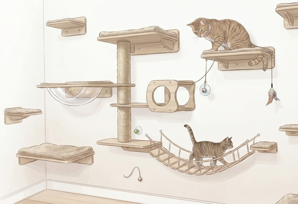 Mi gato no quiere jugar y solo duerme: ¿Es normal o está aburrido? circuitos pared