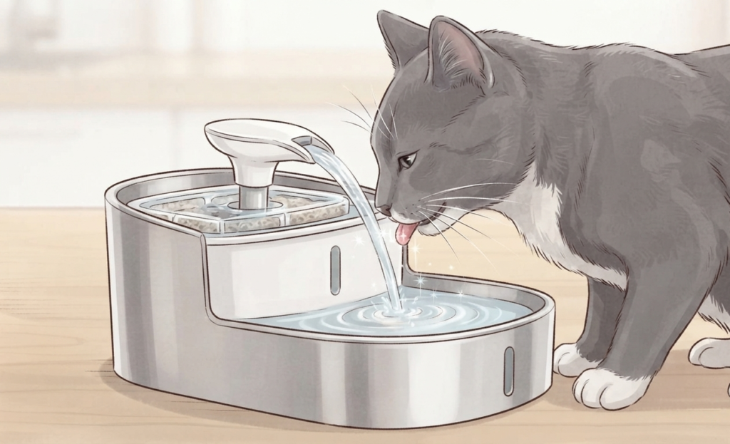 ¿Por qué mi gato mete la pata en el agua? Causas y comportamiento fuente automatica