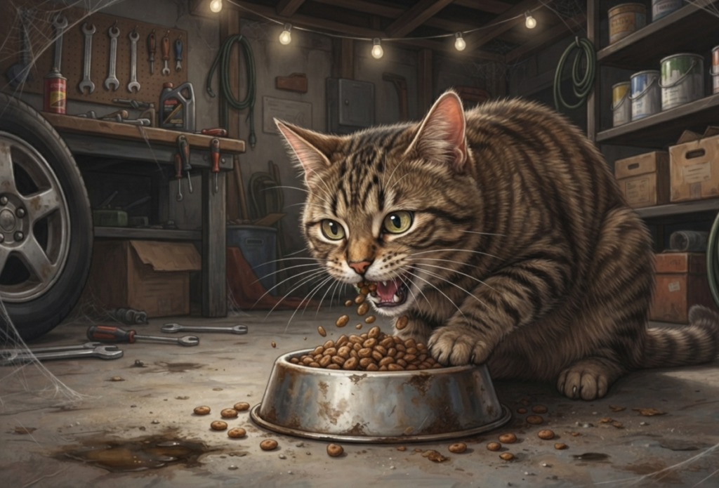 ¿Tu gato vomita justo después de comer? Causas y soluciones rápidas gato come con ansiedad